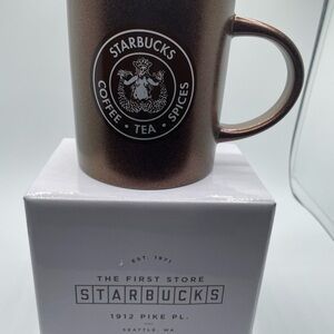 Starbucks Exclusive First Store Seattle Pike Place Brown Mug, Original Logo, 12